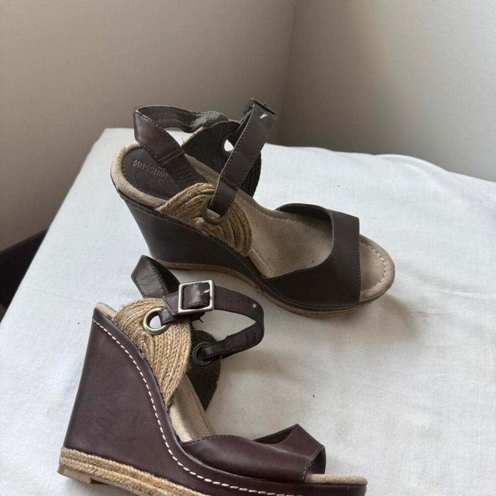 Y2K Mossimo Brown Espadrille Wedge Sandals Size 6.5